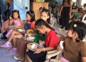 Children receiving food, Philippines